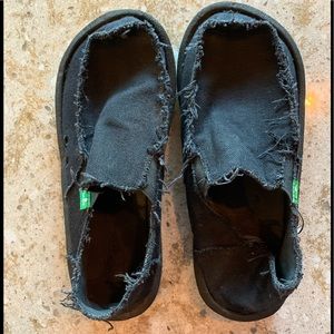 Sanuk Mens Slip-on Sidewalk Surfers in Distressed Black sz 7